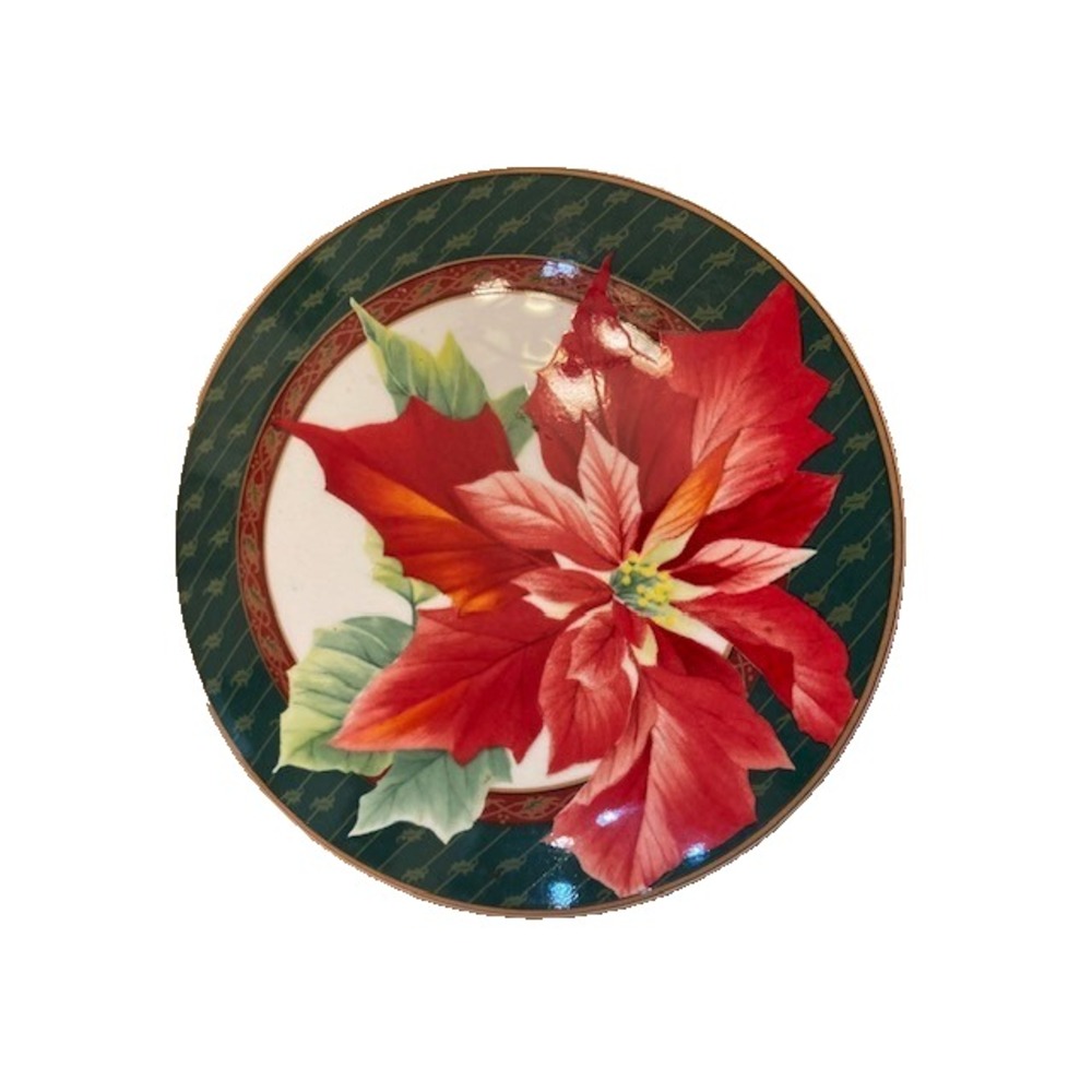 VINTAGE Mikasa Maxima Holiday Fleur Poinsettia Round Trinket Box With Lid